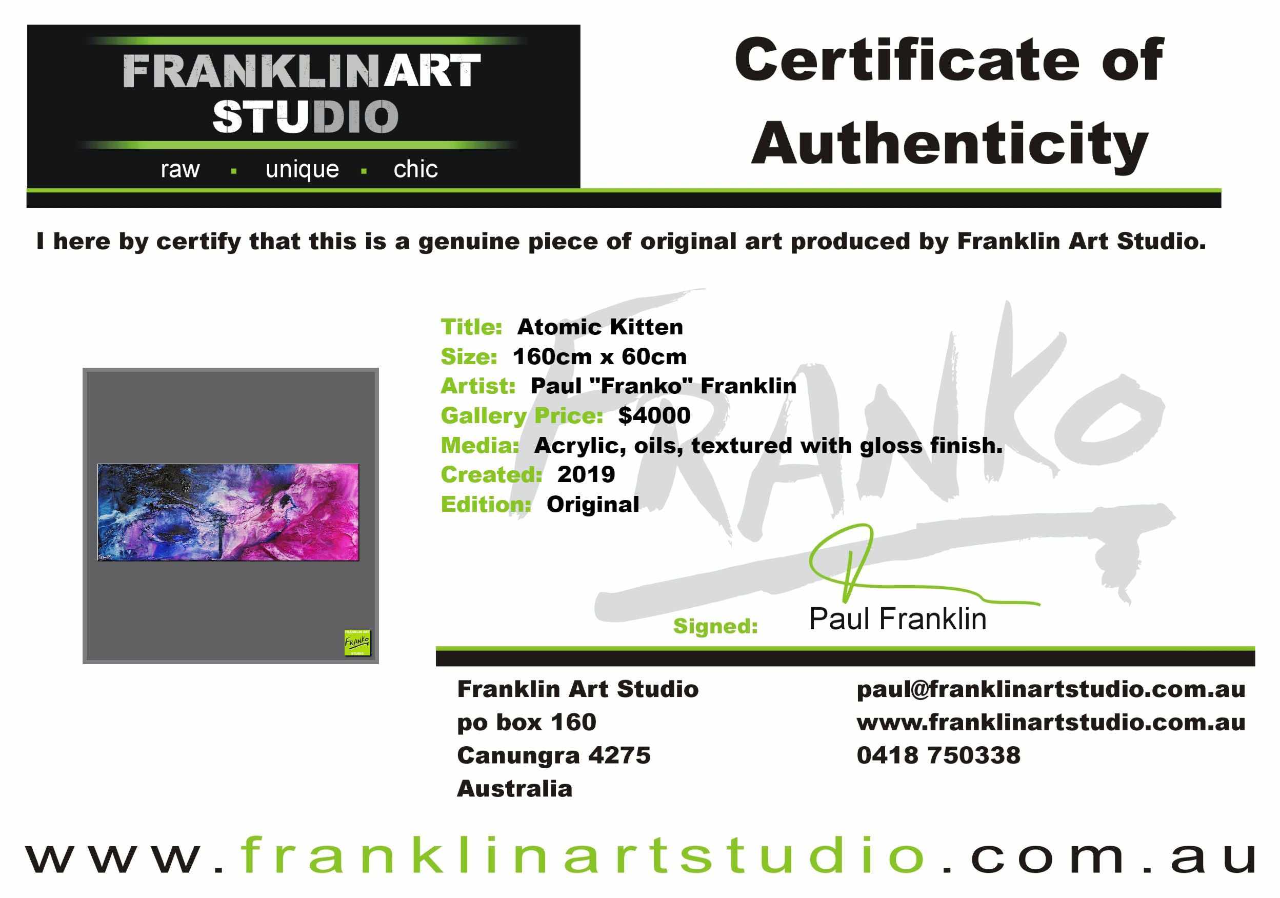 Atomic Kitten 160cm x 60cm Black White Pink Blue Textured Abstract Painting (SOLD)-Abstract-[Franko Artist]-[Cheryl]-[Wendy]-[Gabriela]-Franklin Art Studio