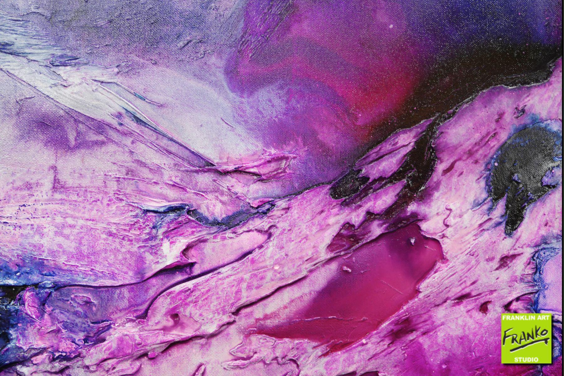 Atomic Kitten 160cm x 60cm Black White Pink Blue Textured Abstract Painting (SOLD)