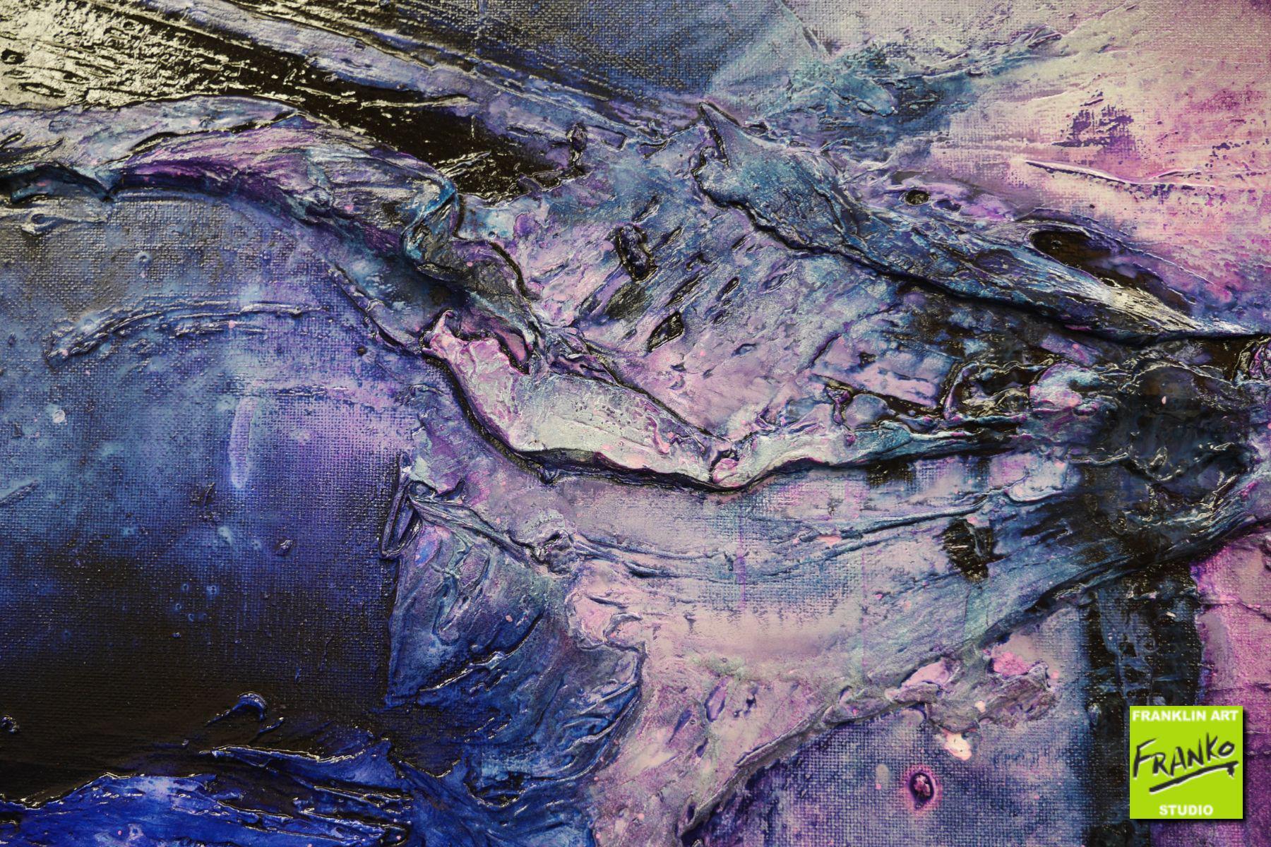 Atomic Kitten 160cm x 60cm Black White Pink Blue Textured Abstract Painting (SOLD)