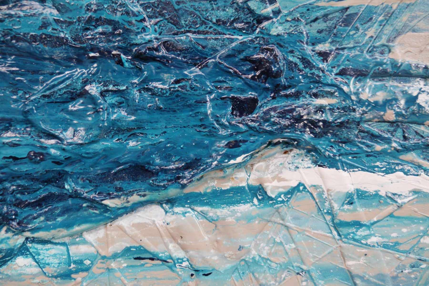 Atomic Malt 200cm x 80cm Blue Cream Textured Abstract Painting (SOLD)