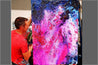 Atomic Ninja 140cm x 100cm Pink Blue Textured Abstract Painting (SOLD)-Abstract-Franko-[franko_artist]-[Art]-[interior_design]-Franklin Art Studio