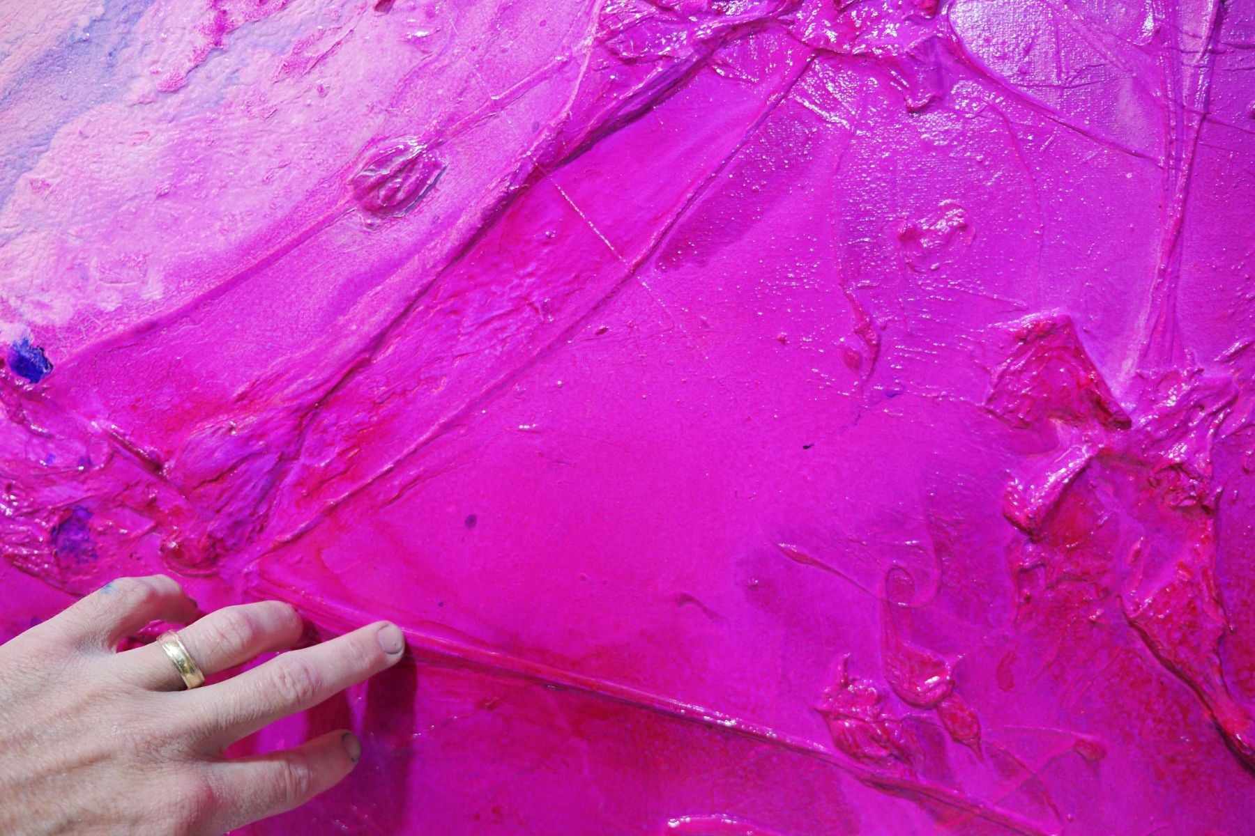 Atomic Samurai 240cm x 100cm Pink White Purple Textured Abstract Painting (SOLD)