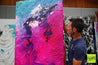 Atoms & Neutrons 140cm x 100cm Pink Blue Textured Abstract Painting (SOLD)-Abstract-[Franko Artist]-[Gold Coast]-[Brisbane]-[Huge]-Franklin Art Studio