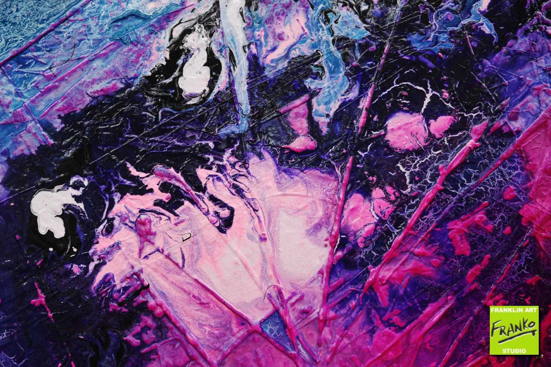 Atoms & Neutrons 140cm x 100cm Pink Blue Textured Abstract Painting (SOLD)