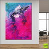 Atoms & Neutrons 140cm x 100cm Pink Blue Textured Abstract Painting (SOLD)-Abstract-Franko-[huge]-[Australian]-[best Selling]-Franklin Art Studio
