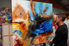Australian Delta 120cm x 120cm Blue Rust Textured Abstract Painting (SOLD)-Abstract-Franko-[franko_art]-[beautiful_Art]-[The_Block]-Franklin Art Studio