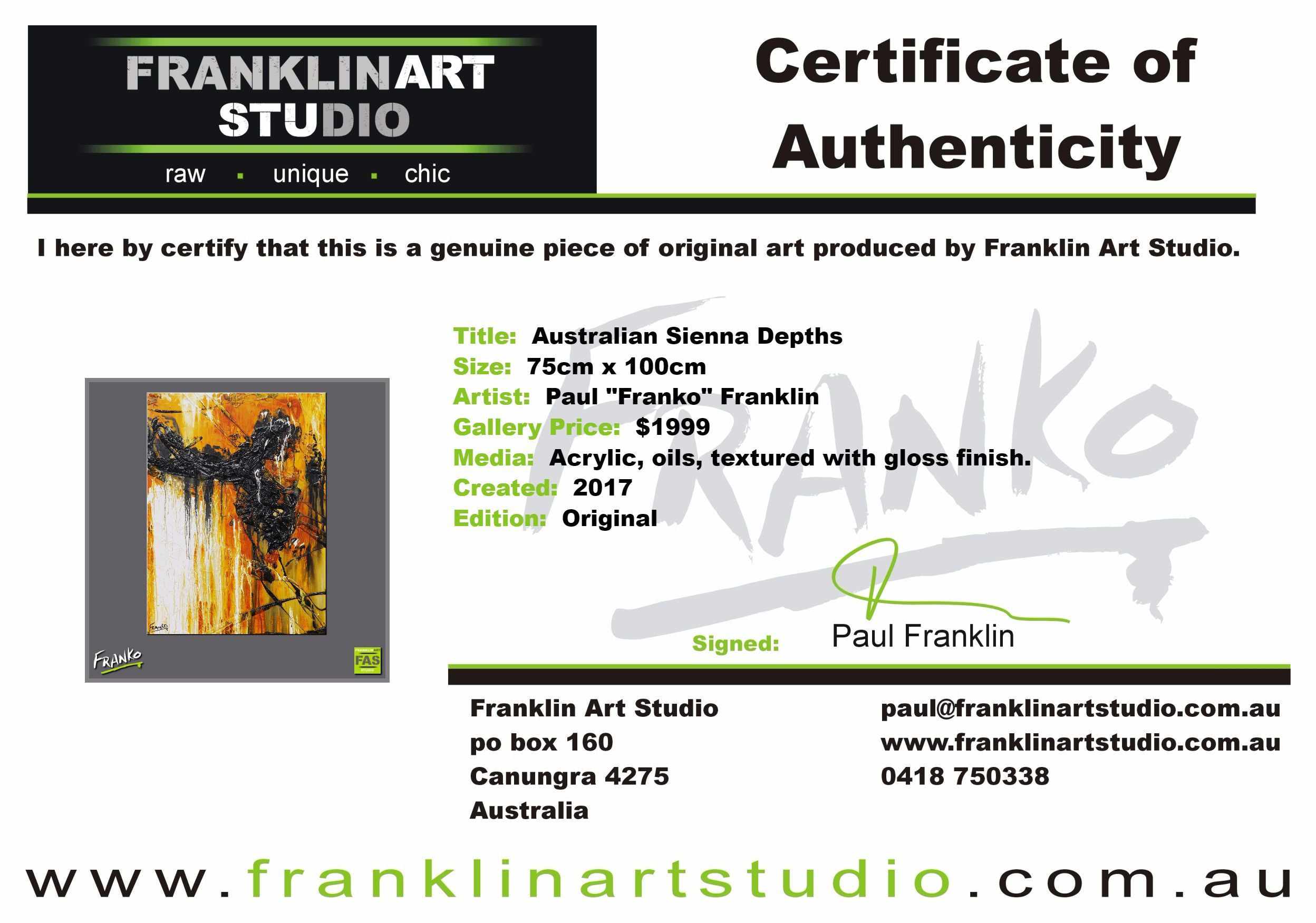 Australian Sienna Depths 75cm x 100cm Sienna Abstract Painting (SOLD)-abstract-Franko-[franko_art]-[beautiful_Art]-[The_Block]-Franklin Art Studio