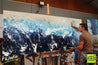 Awash 240cm x 100cm Blue Abstract Painting (SOLD)-Abstract-Franko-[franko_artist]-[Art]-[interior_design]-Franklin Art Studio
