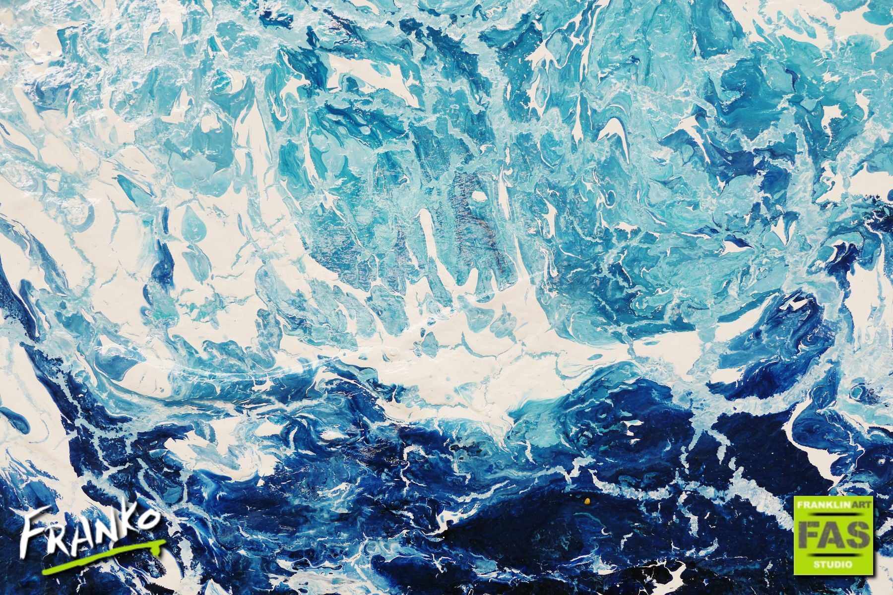 Awash 240cm x 100cm Blue Abstract Painting (SOLD)