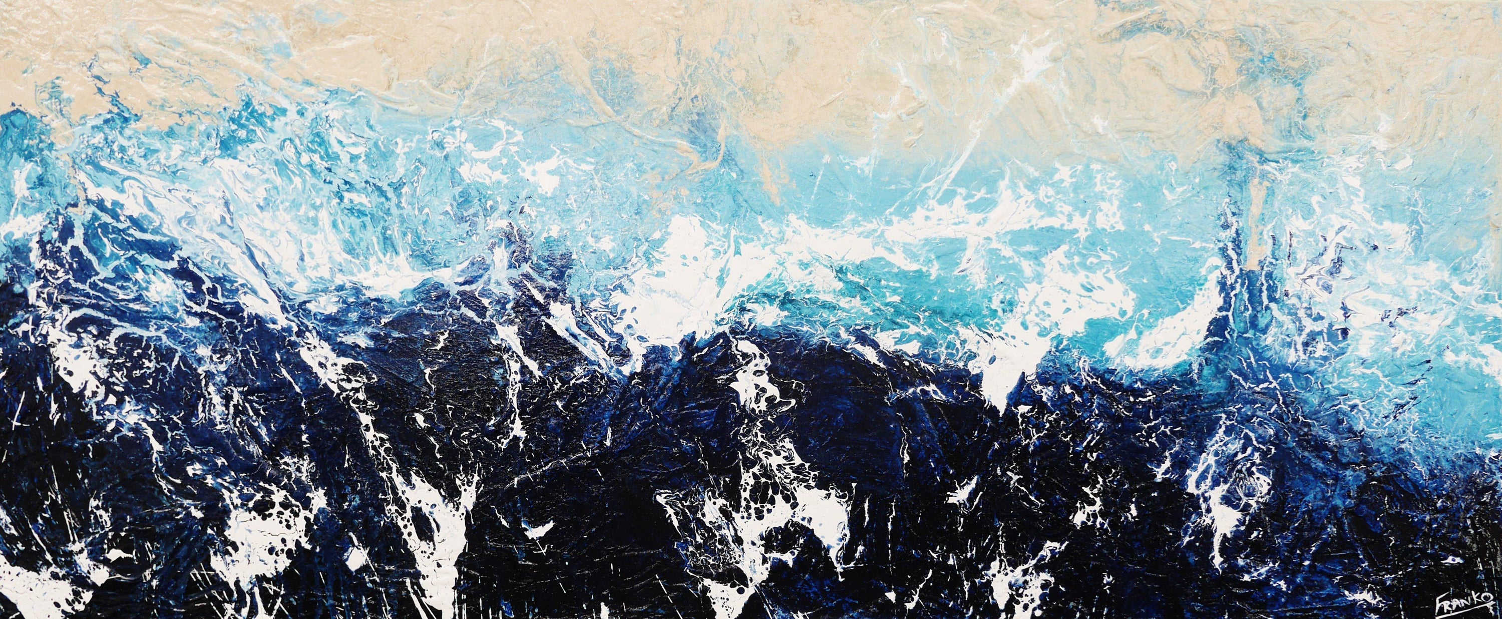 Awash 240cm x 100cm Blue Abstract Painting (SOLD)-Abstract-[Franko ]-[Gallery]-[popular]-[Australia]-Franklin Art Studio