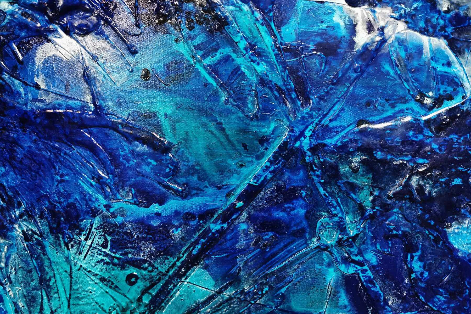 Azure Royalty 270cm x 120cm Blue White Textured Abstract Painting (SOLD)