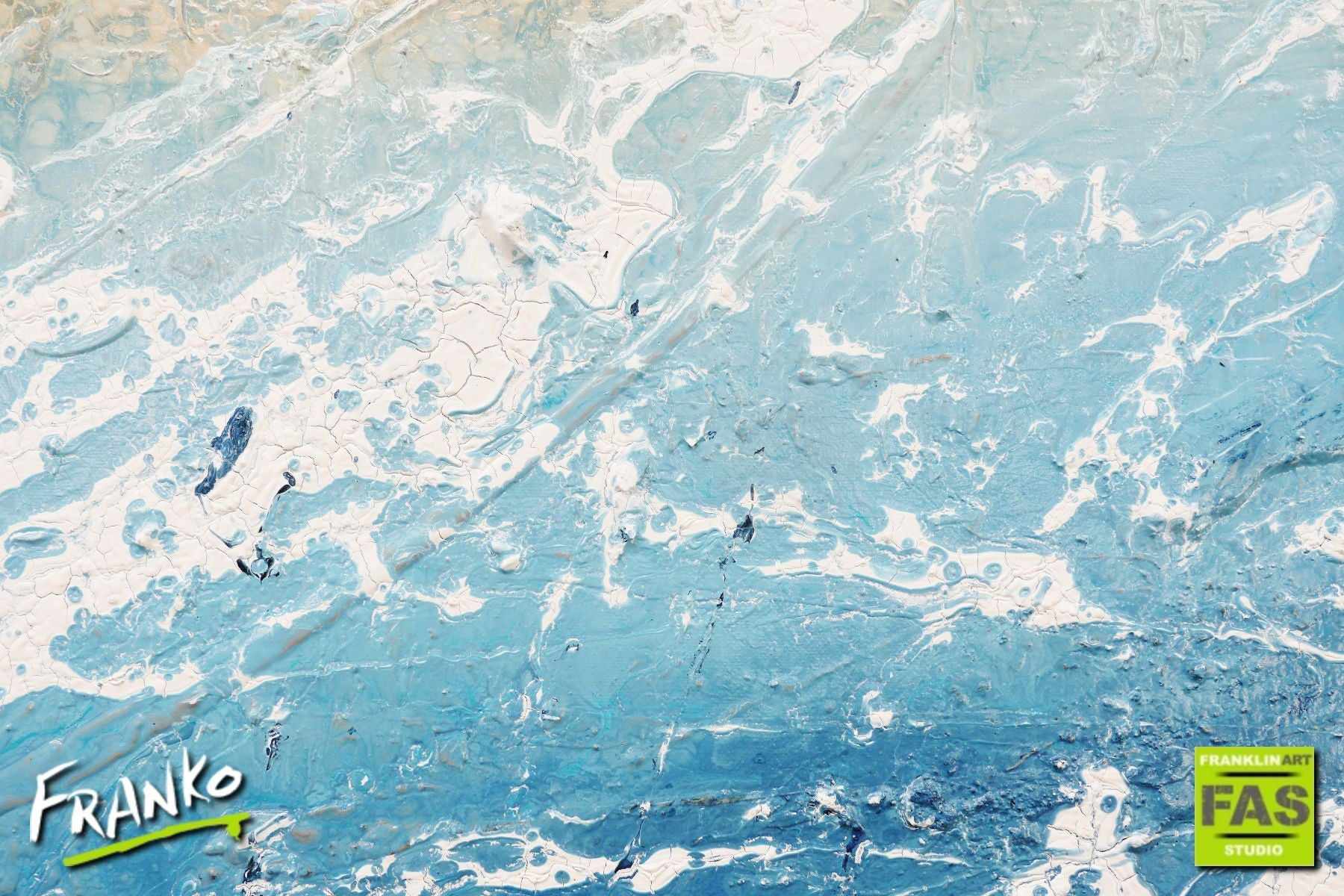 Back Wash 100cm x 100cm Blue Abstract Painting (SOLD)