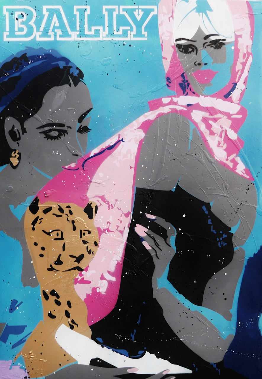Bally - Cheetah 140cm x 100cm Villemot Bally Textured Urban Pop Art Painting-urban pop-Franko-[Franko]-[Australia_Art]-[Art_Lovers_Australia]-Franklin Art Studio