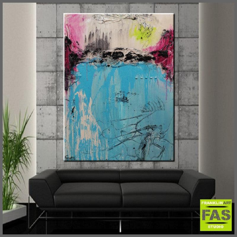 Be Inspired! Abstract Blue Pink (SOLD)-abstract-Franko-[huge]-[Australian]-[best Selling]-Franklin Art Studio