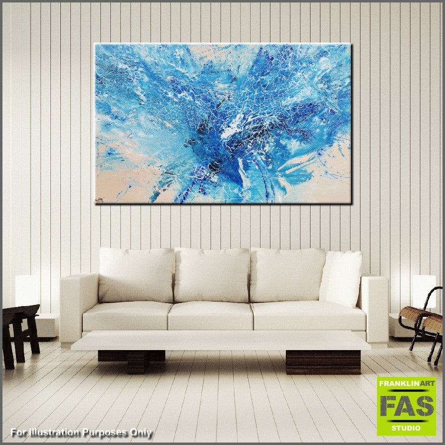 Be Inspired! Abstract Blue cream Splash (SOLD)-Abstract-Franko-[Franko]-[huge_art]-[Australia]-Franklin Art Studio