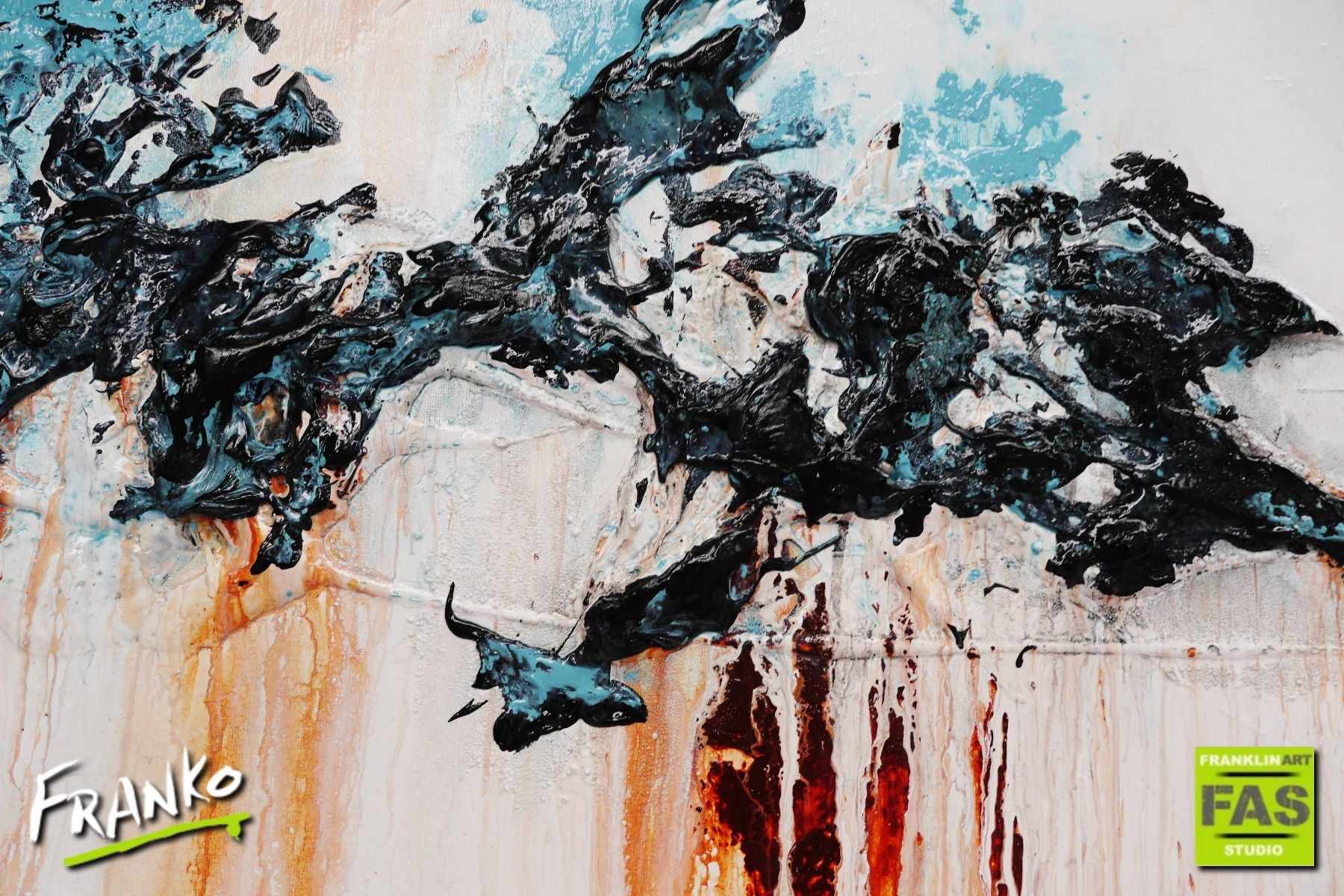 Be Inspired! Abstract Brown White Teal (SOLD)-abstract-[Franko]-[Artist]-[Australia]-[Painting]-Franklin Art Studio