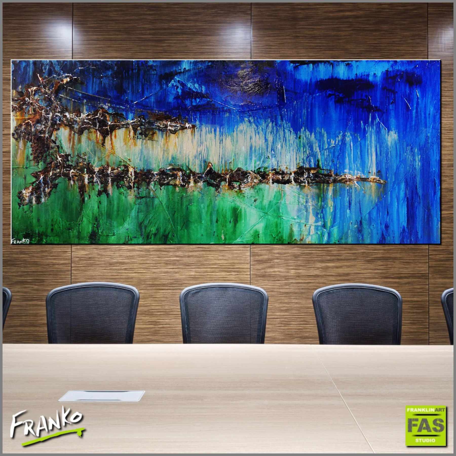 Be Inspired! Abstract Green Blue (SOLD)-abstract-Franko-[huge]-[Australian]-[best Selling]-Franklin Art Studio
