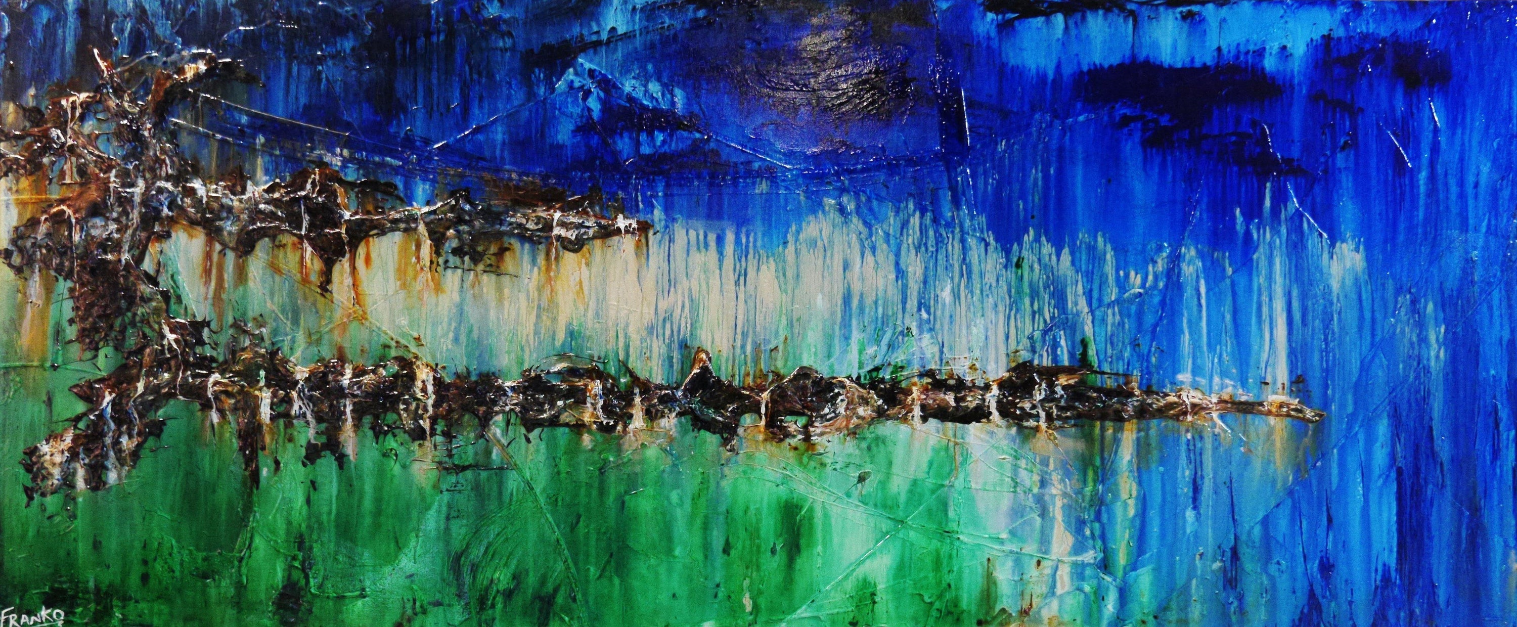 Be Inspired! Abstract Green Blue (SOLD)-abstract-[Franko ]-[Gallery]-[popular]-[Australia]-Franklin Art Studio
