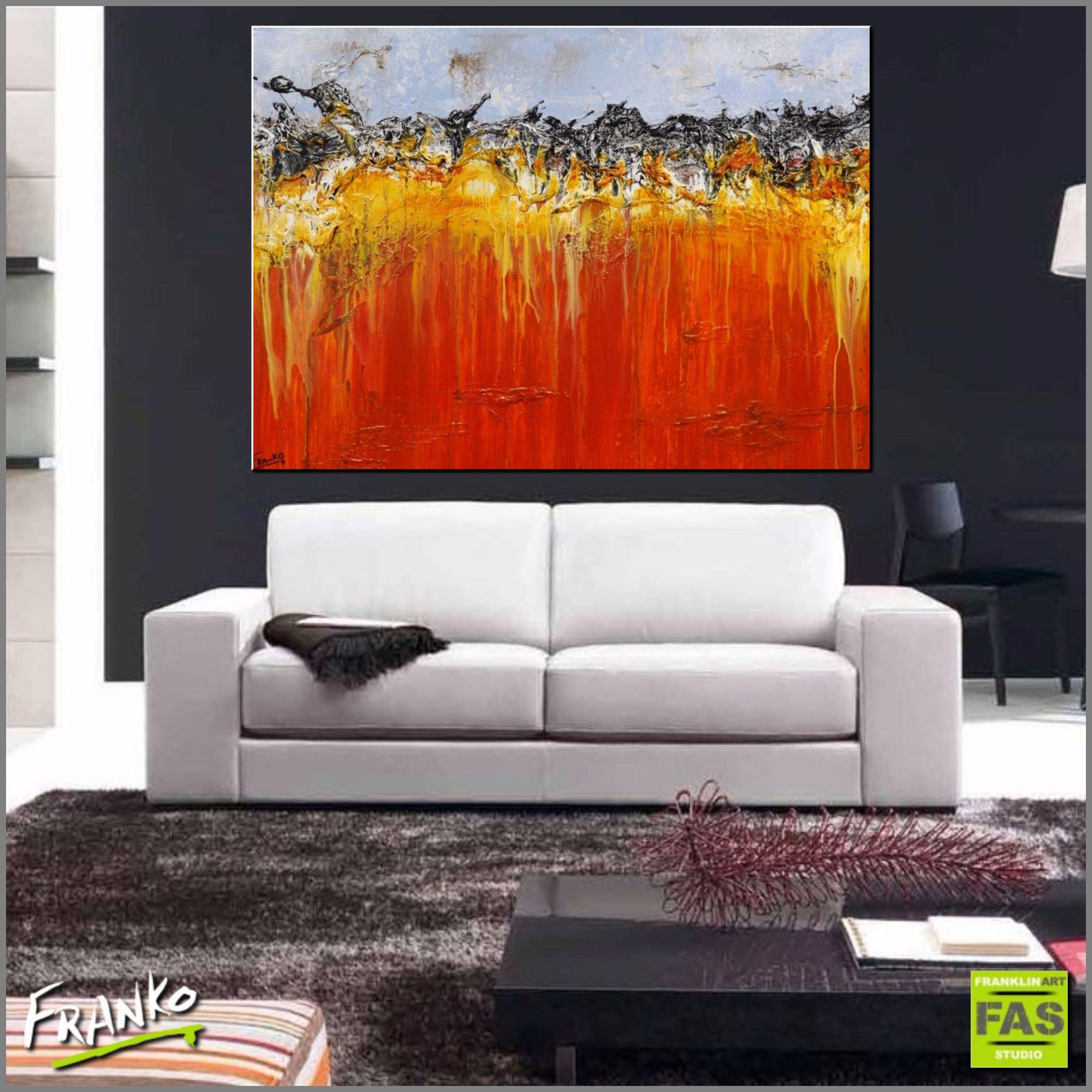 Be Inspired! Abstract Orange and Blue (SOLD)-abstract-Franko-[huge]-[Australian]-[best Selling]-Franklin Art Studio