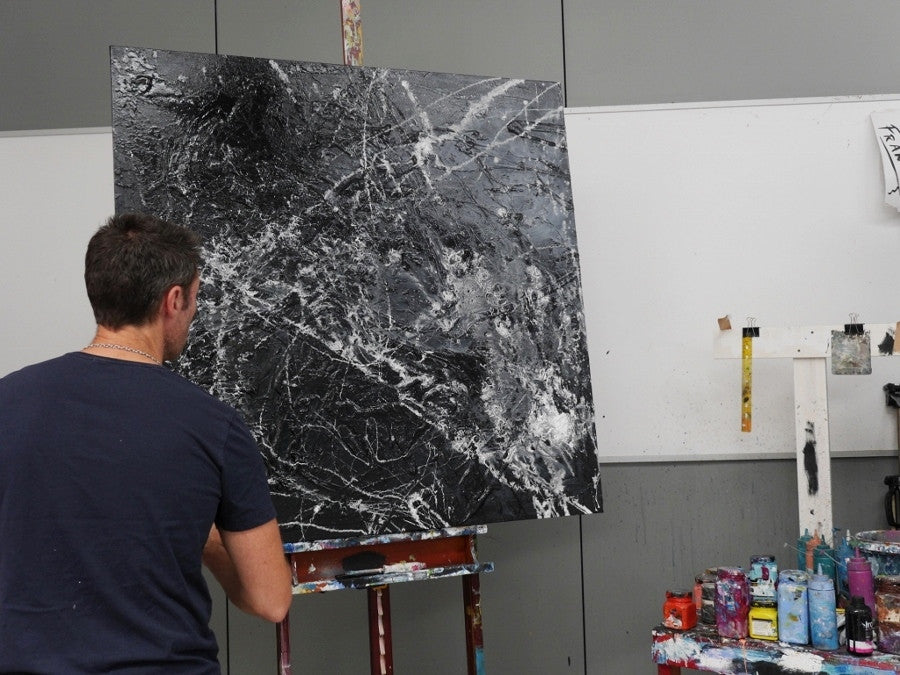Be Inspired! Abstract Painting Black (SOLD)-abstract-Franko-[franko_artist]-[Art]-[interior_design]-Franklin Art Studio