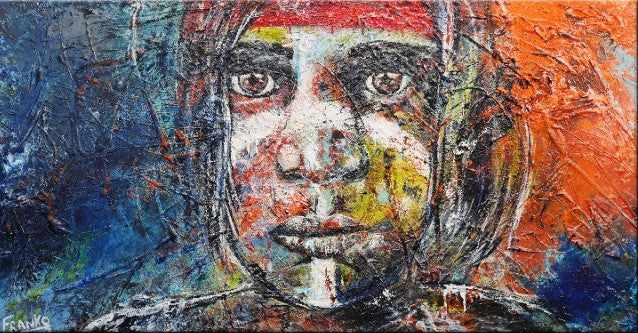 Be Inspired! Abstract Realism Aboriginal Warrior (SOLD)-abstract realism-Franko-[Franko]-[Australia_Art]-[Art_Lovers_Australia]-Franklin Art Studio