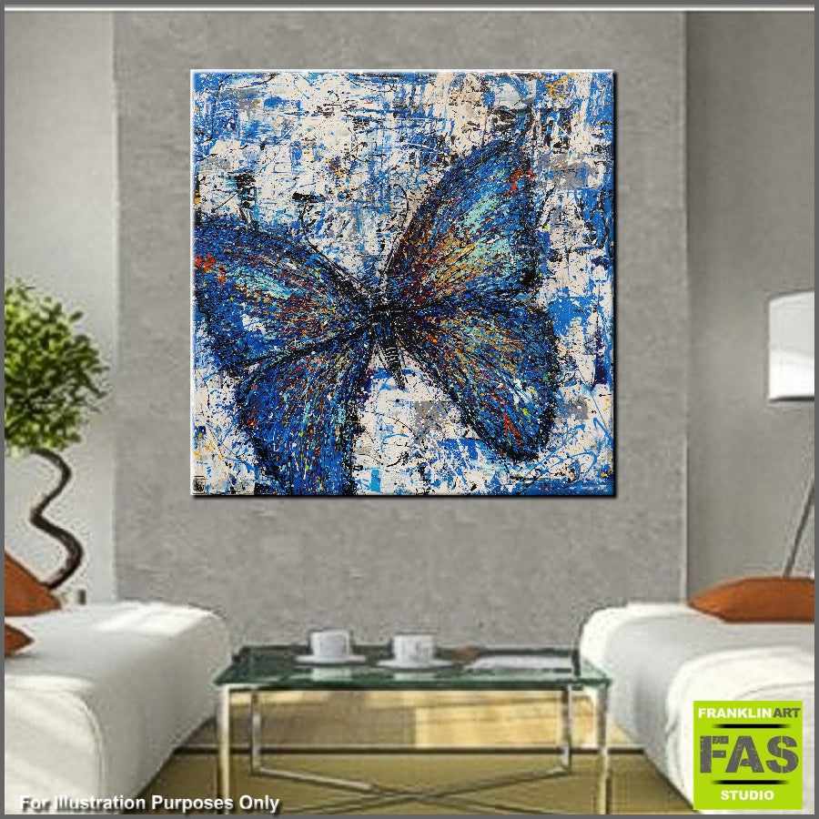 Be Inspired! Abstract Realism Blue Butterfly (SOLD)-abstract realism-Franko-[Franko]-[huge_art]-[Australia]-Franklin Art Studio