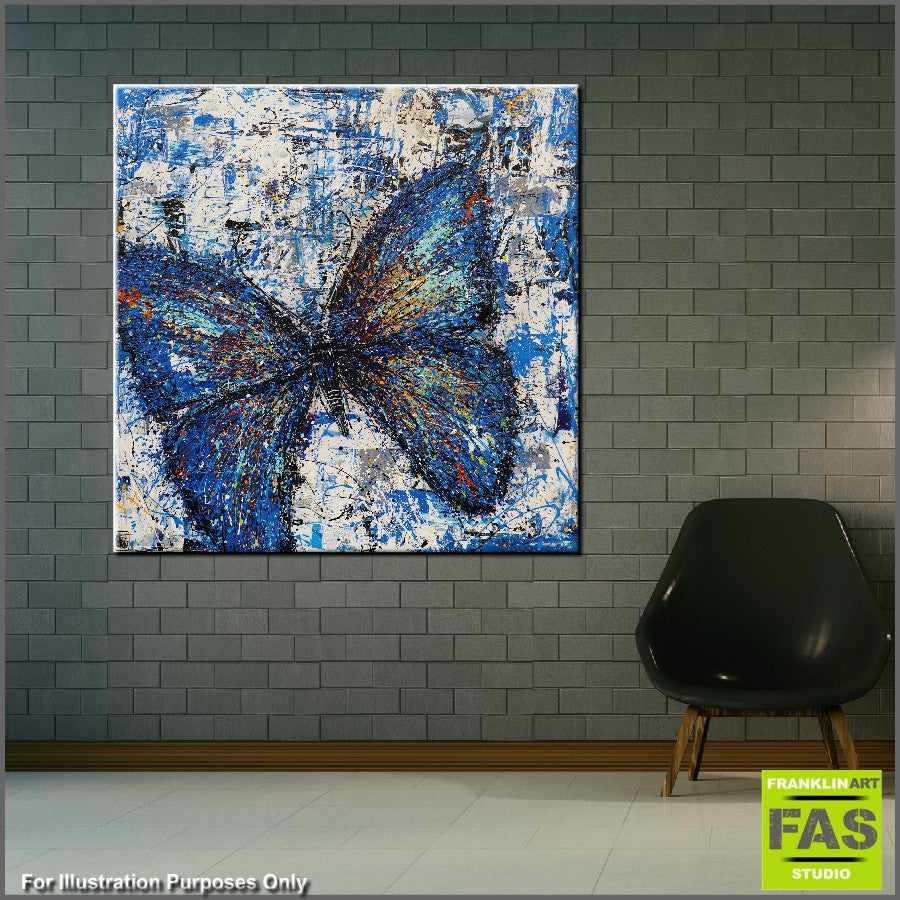 Be Inspired! Abstract Realism Blue Butterfly (SOLD)-abstract realism-Franko-[Franko]-[Australia_Art]-[Art_Lovers_Australia]-Franklin Art Studio