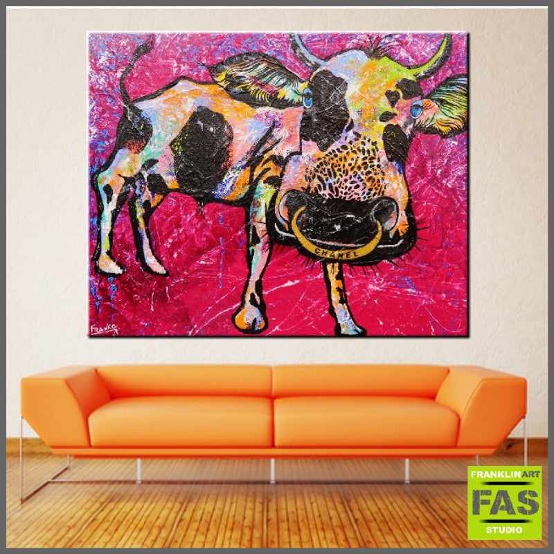 Be Inspired! Abstract Realism Cow Pink (SOLD)-abstract realism-Franko-[huge]-[Australian]-[best Selling]-Franklin Art Studio