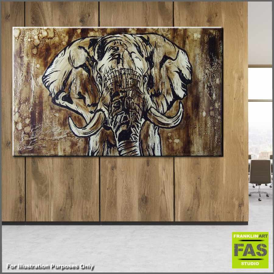 Be Inspired! Abstract Realism Elephant Brown (SOLD)-abstract realism-Franko-[franko_artist]-[Art]-[interior_design]-Franklin Art Studio