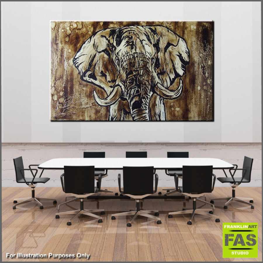 Be Inspired! Abstract Realism Elephant Brown (SOLD)-abstract realism-Franko-[Franko]-[huge_art]-[Australia]-Franklin Art Studio