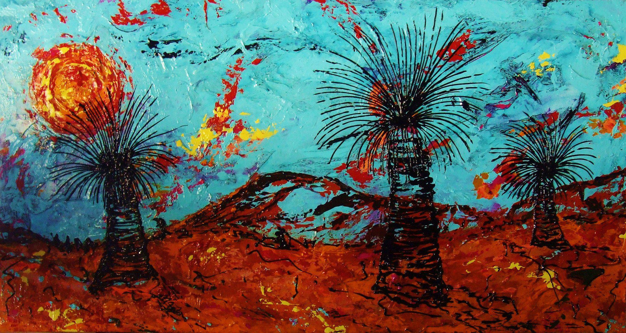 Be Inspired! Abstract Realism Outback Landscape Grass Trees (SOLD)-abstract realism-Franko-[Franko]-[Australia_Art]-[Art_Lovers_Australia]-Franklin Art Studio