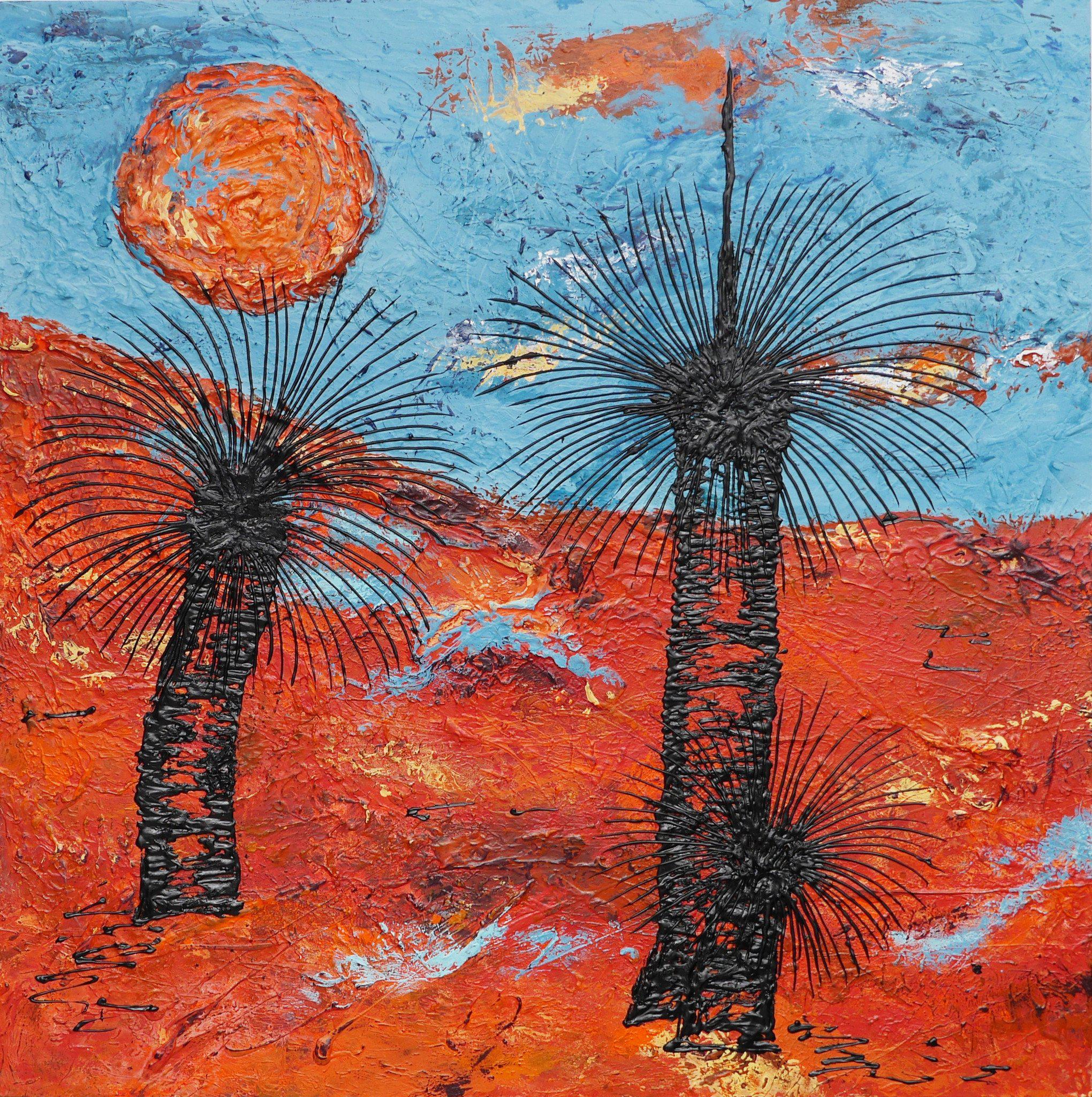 Be Inspired! Abstract Realism Outback Landscape Grass Trees Square (SOLD)-abstract realism-Franko-[Franko]-[Australia_Art]-[Art_Lovers_Australia]-Franklin Art Studio
