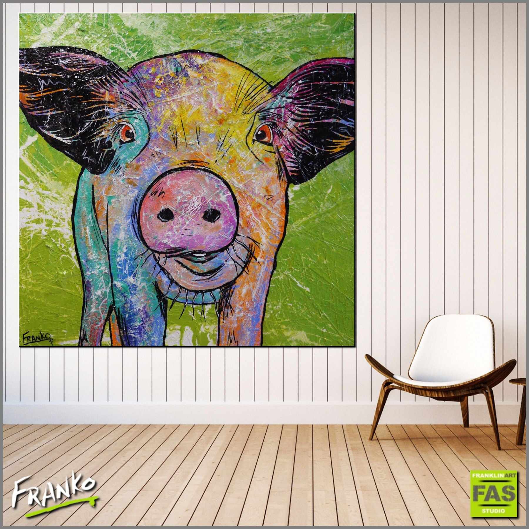 Be Inspired! Abstract Realism Pig (SOLD)-abstract realism-Franko-[Franko]-[huge_art]-[Australia]-Franklin Art Studio