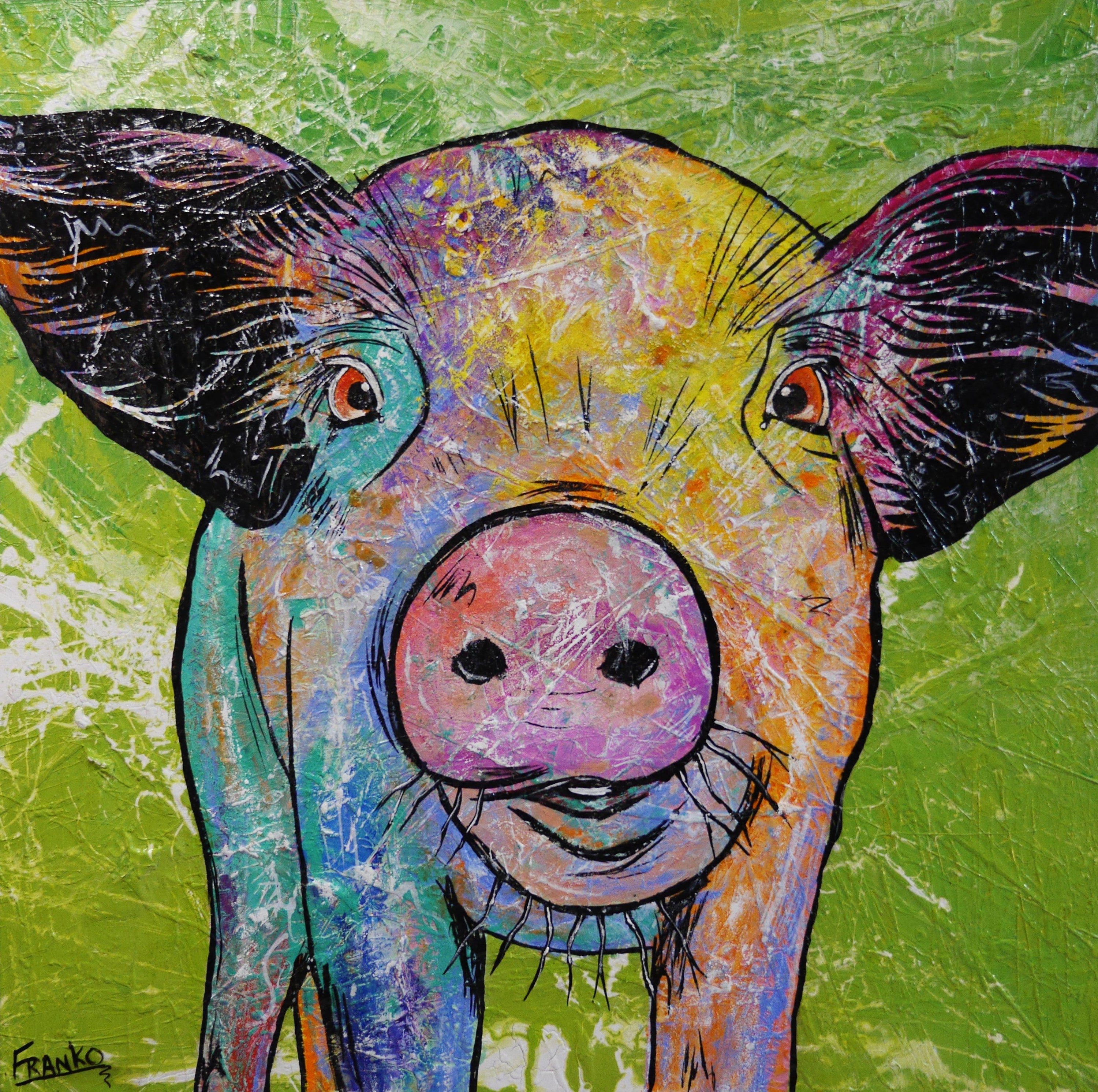 Be Inspired! Abstract Realism Pig (SOLD)-abstract realism-[Franko ]-[Gallery]-[popular]-[Australia]-Franklin Art Studio
