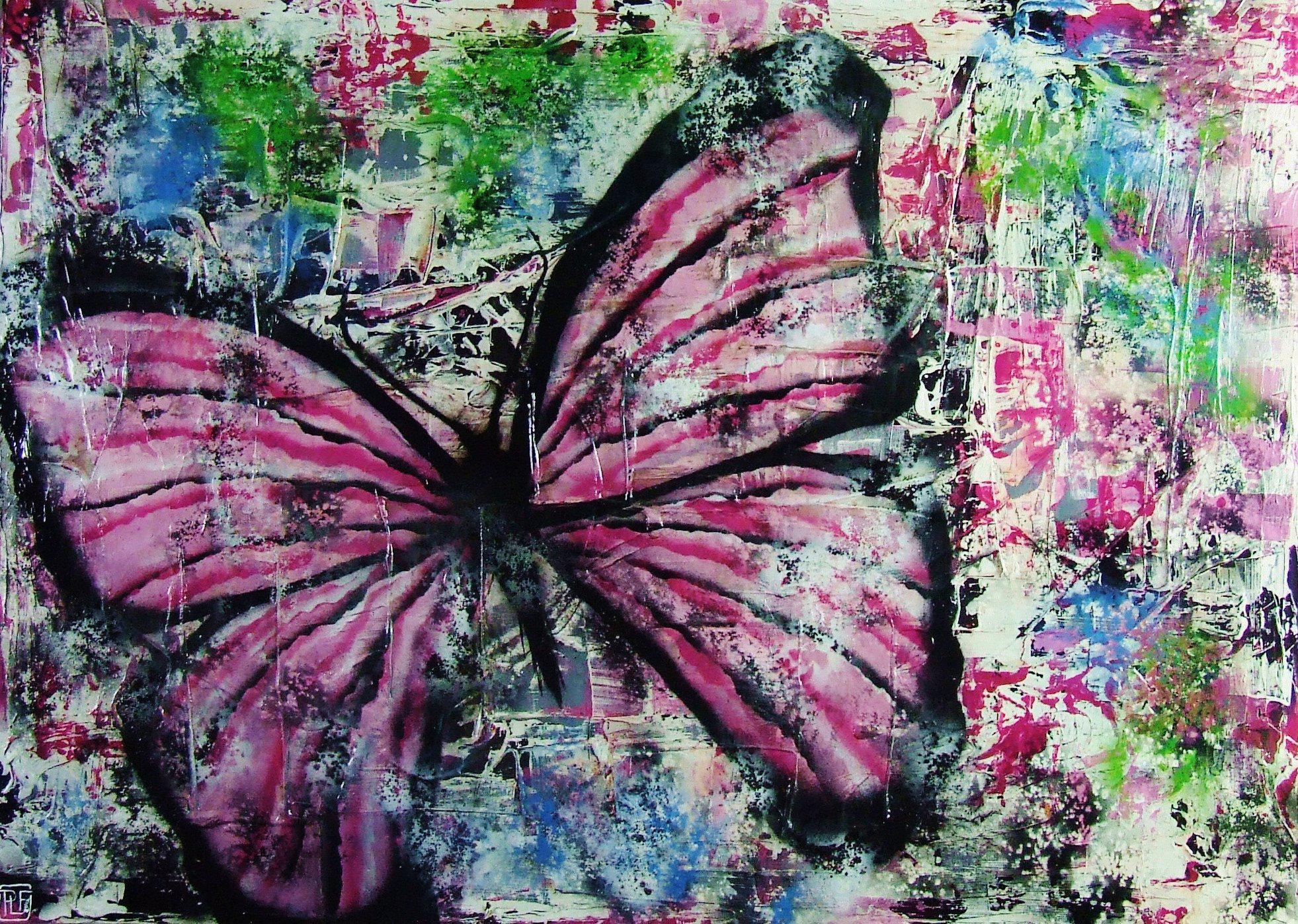 Be Inspired! Abstract Realism Pink Butterfly (SOLD)-abstract realism-Franko-[Franko]-[Australia_Art]-[Art_Lovers_Australia]-Franklin Art Studio