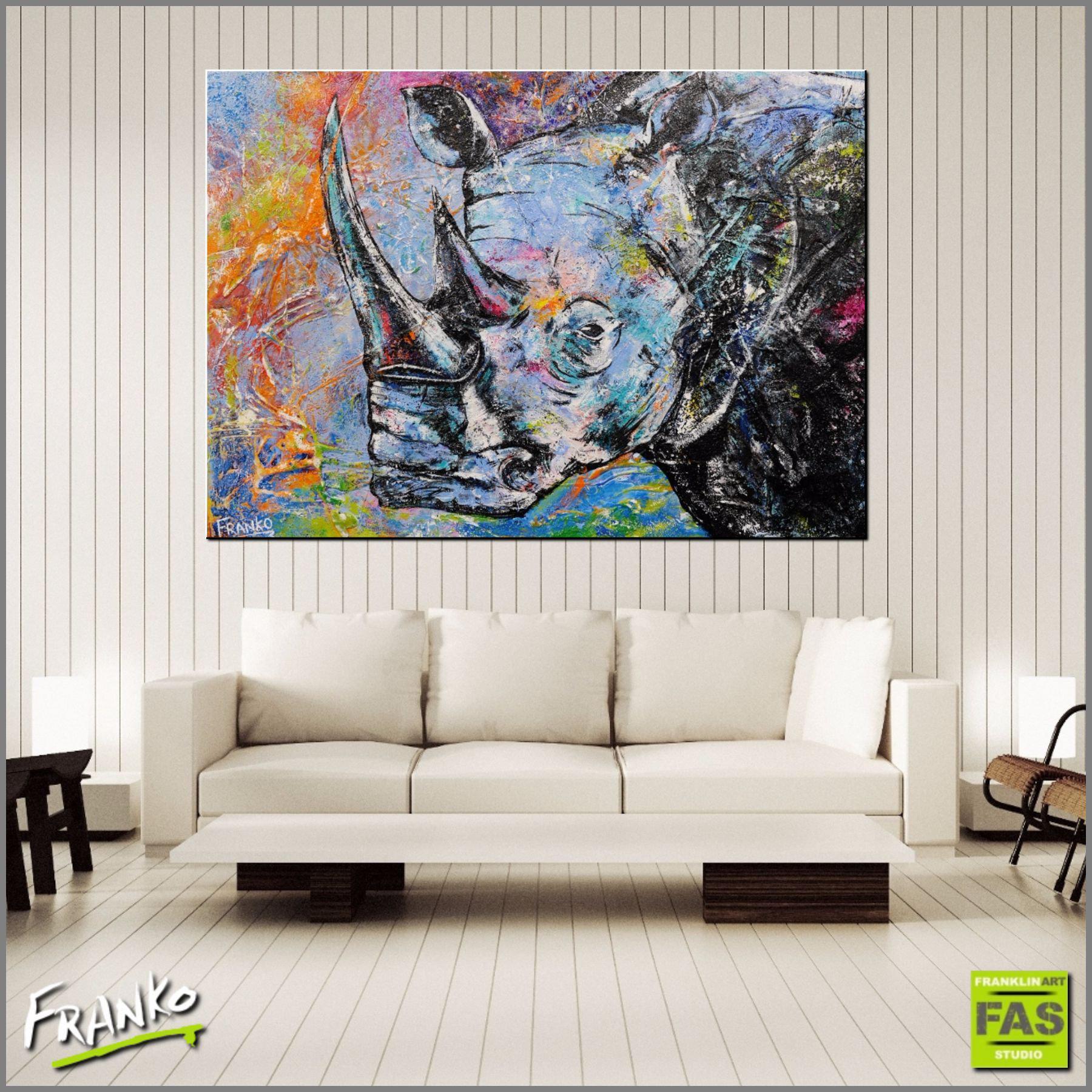 Be Inspired! Abstract Realism Rhino (SOLD)-Animals-Franko-[Franko]-[huge_art]-[Australia]-Franklin Art Studio