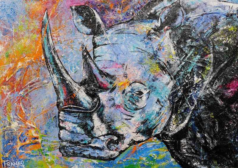 Be Inspired! Abstract Realism Rhino (SOLD)-Animals-Franko-[Franko]-[Australia_Art]-[Art_Lovers_Australia]-Franklin Art Studio
