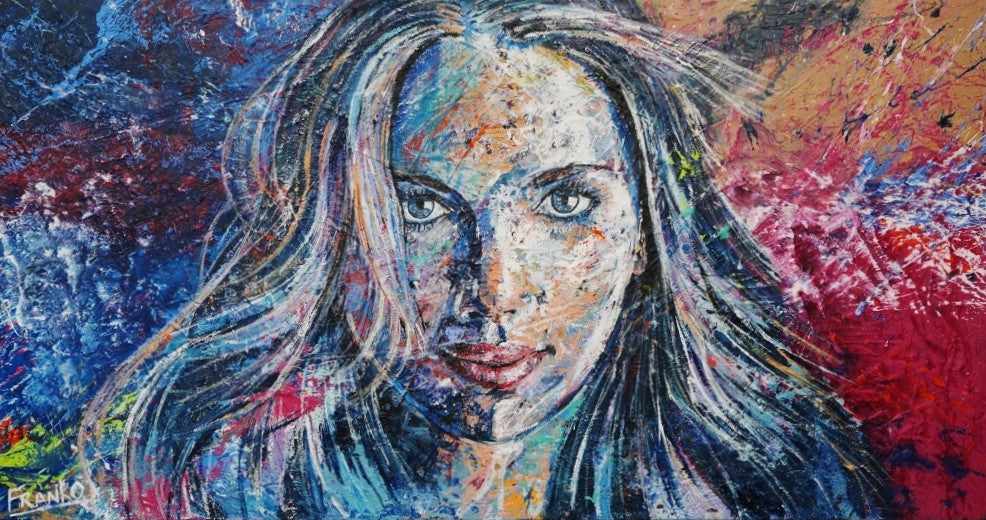 Be Inspired! Abstract Realism Scarlett Johansson (SOLD)-abstract realism-Franko-[Franko]-[Australia_Art]-[Art_Lovers_Australia]-Franklin Art Studio