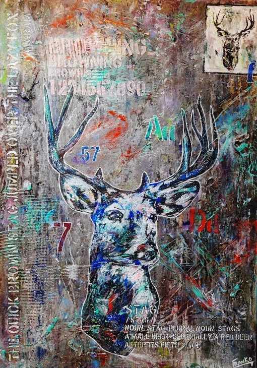 Be Inspired! Abstract Realism Stag (SOLD)-abstract realism-Franko-[Franko]-[Australia_Art]-[Art_Lovers_Australia]-Franklin Art Studio