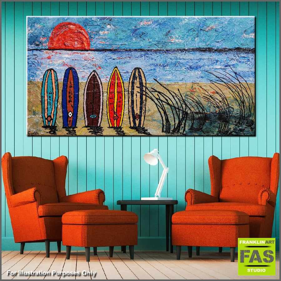 Be Inspired! Abstract Realism Surfboard Sunset (SOLD)-abstract realism-Franko-[Franko]-[huge_art]-[Australia]-Franklin Art Studio