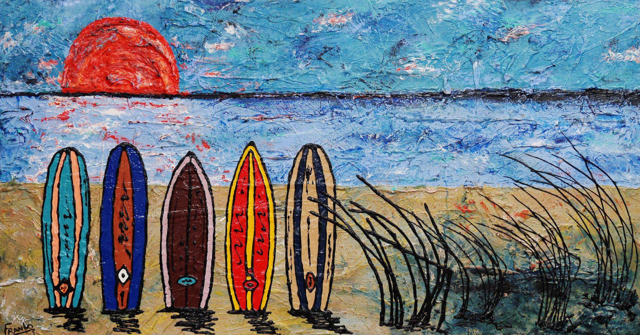 Be Inspired! Abstract Realism Surfboard Sunset (SOLD)-abstract realism-Franko-[Franko]-[Australia_Art]-[Art_Lovers_Australia]-Franklin Art Studio