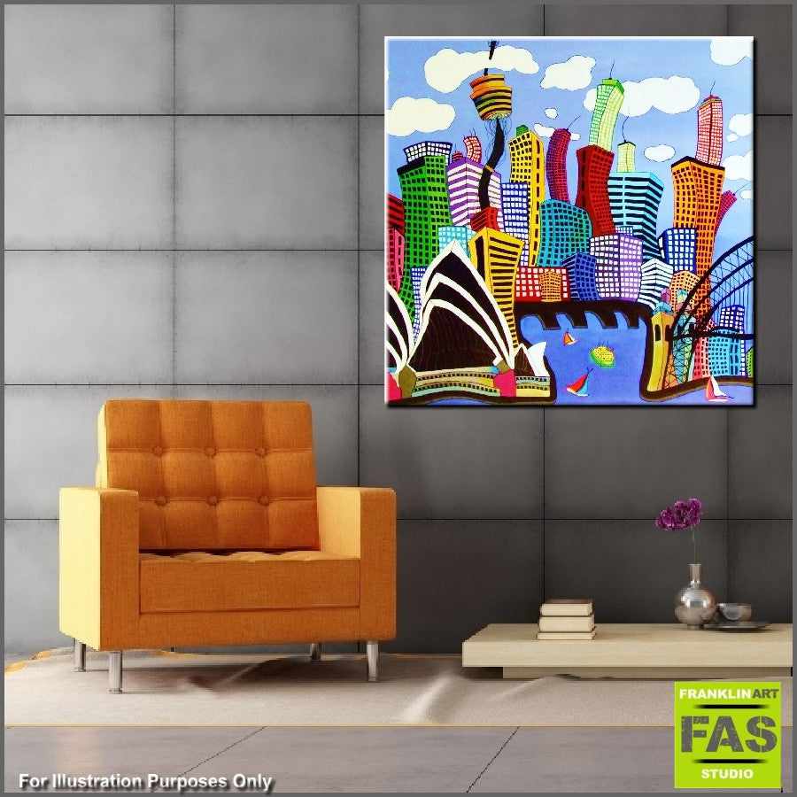 Be Inspired! Abstract Realism Sydney City (SOLD)-abstract realism-Franko-[franko_artist]-[Art]-[interior_design]-Franklin Art Studio