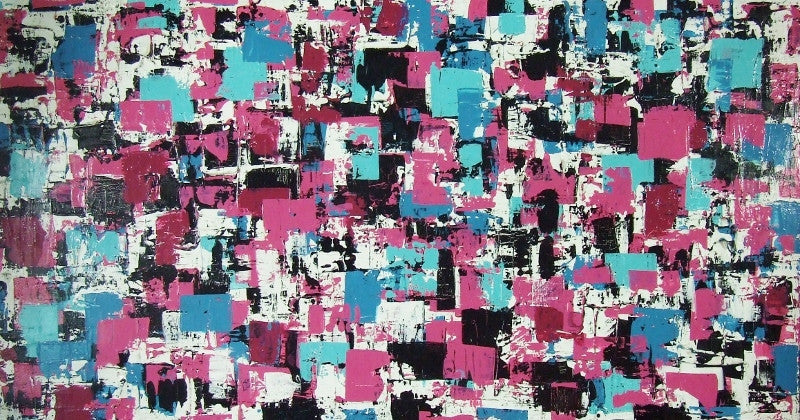 Be Inspired! Abstract Teal Pink Black White (SOLD)-Abstract-Franko-[Franko]-[Australia_Art]-[Art_Lovers_Australia]-Franklin Art Studio