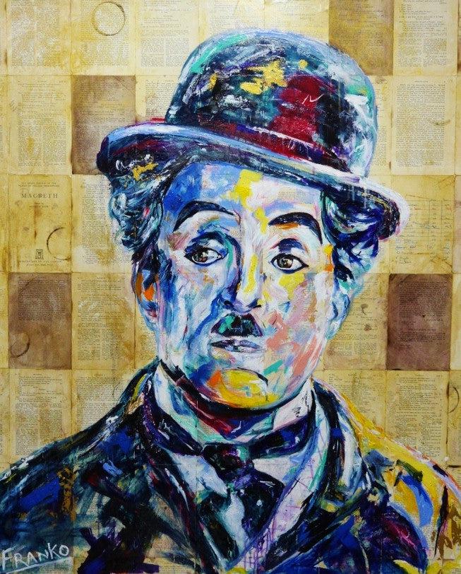 Be Inspired! Book Club Charlie Chaplin (SOLD)-book club-Franko-[Franko]-[Australia_Art]-[Art_Lovers_Australia]-Franklin Art Studio