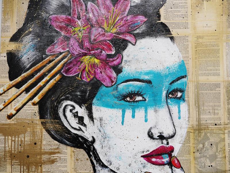 Be Inspired! Book Club Geisha (SOLD)-book club-[Franko Artist]-[Gold Coast]-[Brisbane]-[Huge]-Franklin Art Studio