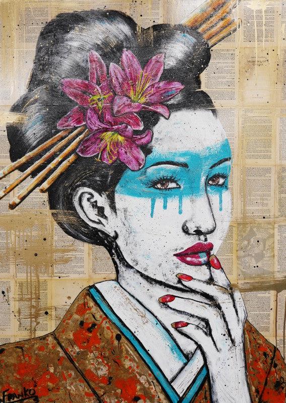 Be Inspired! Book Club Geisha (SOLD)-book club-[Franko ]-[Gallery]-[popular]-[Australia]-Franklin Art Studio