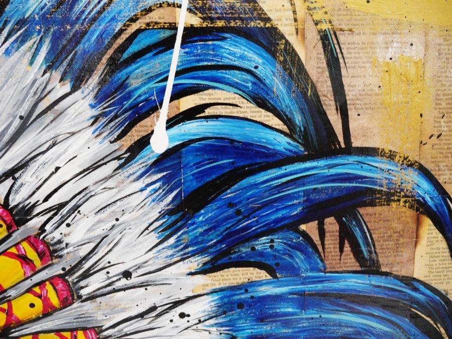 Be Inspired! Book Club Indian Chief Headdress (SOLD)-book club-[Franko]-[Artist]-[Australia]-[Painting]-Franklin Art Studio
