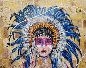 Be Inspired! Book Club Indian Chief Headdress (SOLD)-book club-Franko-[Franko]-[Australia_Art]-[Art_Lovers_Australia]-Franklin Art Studio