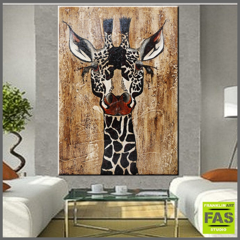 Be Inspired! Giraffe Black (SOLD)-Animals-Franko-[Franko]-[huge_art]-[Australia]-Franklin Art Studio