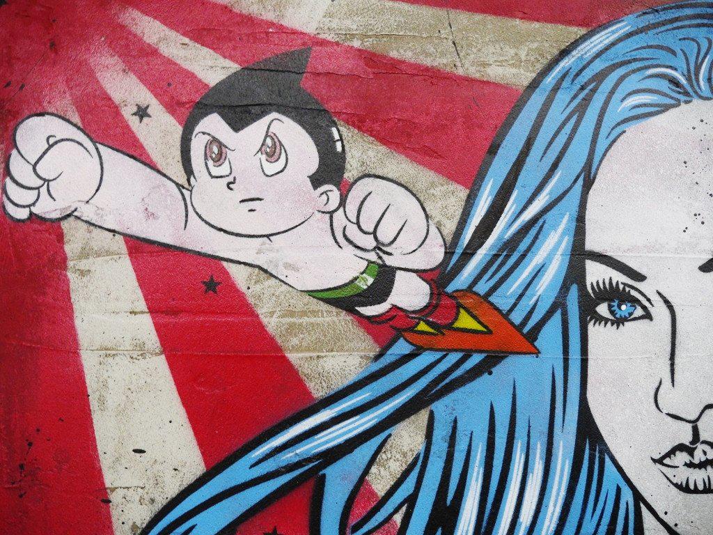 Be Inspired! Industrial Nude Japanese Asian Astro Boy concrete base (SOLD)-urban pop-[Franko Artist]-[Cheryl]-[Wendy]-[Gabriela]-Franklin Art Studio